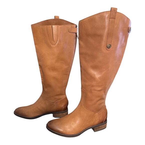 Sam Edelman Penny 2 Riding Boots Womens Size 6.5 Wide Calf Tan Leather Knee High - Picture 3 of 16